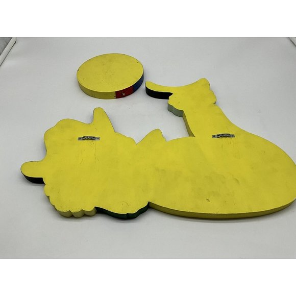 Vintage Hand Crafted Set of 2 Wood Cut Out Clown Wall Decor MCM Collectible - Picture 15 of 16